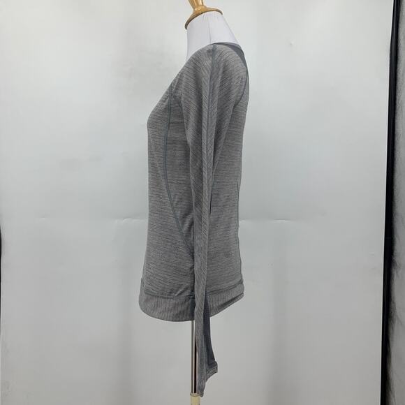 Lululemon Shirt Womens 4 Gray Run For Gold Long Sleeve Heathered Thumbholes Top - Picture 3 of 10